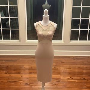 Nude bodycon dress sheer back